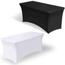 6FT Elastic Spandex Table Cover For Standard Folding Tables Party Buffet Cloth - Black - View 1