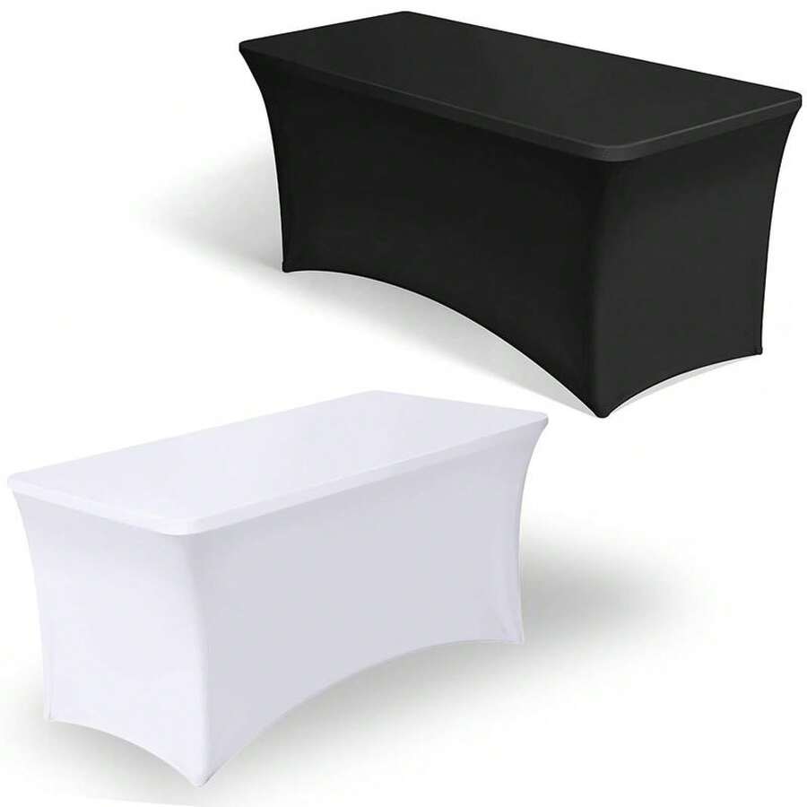 6FT Elastic Spandex Table Cover For Standard Folding Tables Party Buffet Cloth - Black - View 1