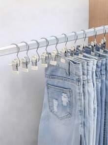 20个/10个/1个不锈钢衣夹，便携式裤夹，带挂钩阳台洗衣夹，适合收纳男女衣物、袜子、毛巾、帽子、围巾，四季皆宜，适合日常居家、卧室整理、旅行度假、房间浴室收纳/厨房/储物/浴室 - 彩色 - 查看 2