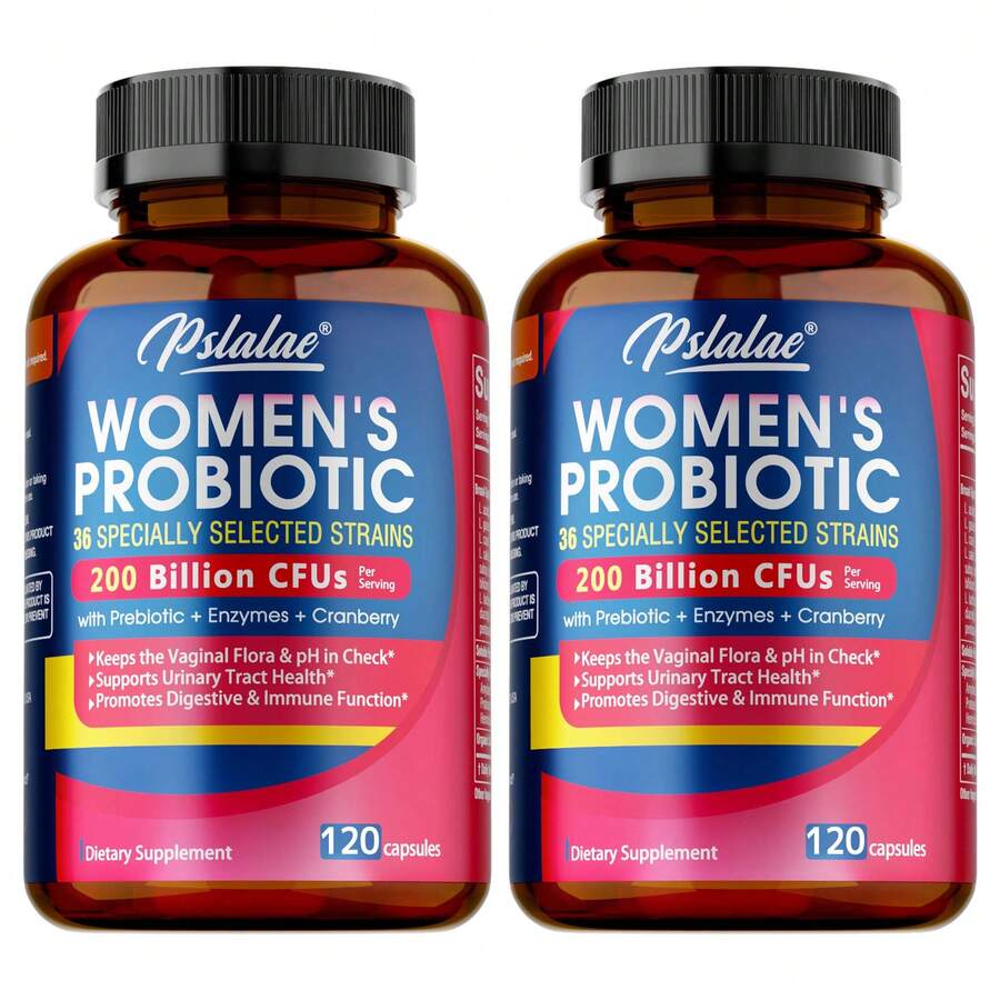 PSLALAE Probiotics For Women - With Prebiotics, Enzymes & Cranberry, Vaginal Health, Urinary Tract Support, Improved Digestion -120pcs - Two bottle-More favorable - View 1