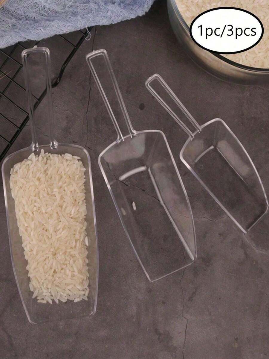 1/3 piezas Pala de hielo de plástico, cucharón multiusos para hielo, azúcar y alimentos, cucharón fácil de usar para máquina de hielo, bar, fiesta, boda, comida para mascotas - Duradero, ligero, ahorra espacio