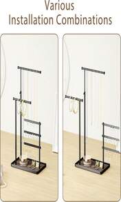 Susswiff 首饰收纳架 - 可调节高度 175 厘米（最高），坚固耐用的首饰挂钩，适用于项链、耳环、手镯、戒指等首饰的展示和收纳，黑色金属材质，旅行必备，情人节礼物，房间装饰，钱包必备，女士化妆包，钱包必备单品，邮轮必备，设计师手提包，基础款，梳妆台必备，房间，可爱化妆包 - ColorA - 查看 6