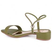 Women's Low Heel Sandal With Adjustable Strap 2 In 1 Everyday Basic Comfortable Promotion - Màu xanh lá cây đậm - Xem 3