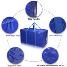 Bolsa de mudança extra grande com alças reforçadas, bolsa de armazenamento resistente, adequada para itens essenciais de dormitório, com zíper resistente, embalagem para material escolar, caixa de mudança