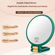 15x Magnifying Mirror, Travel Hand Mirrors With Handle, Double Side Handheld Mirror With 1x & 15x