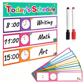 5pcs Schedule, DIY Visual Planner, Classroom Schedule Decoration, Family Schedule Decoration, Classroom Decoration, Free Pen (Color In Picture Random Delivery)