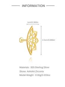 EleRunis 1PC 925 Sterling Silver Dainty Prong Setting Stud 18K Gold Plated Cartilage Helix Tragus Piercing Hypoallergenic Earring Jewelry Gift For Women Girls Daily Wear Wedding Party Engagement