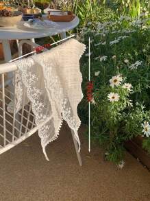 1pc Women's White Vintage Floral Lace Triangular Scarf Headband, Fashion Versatile Headwrap Decoration, Suitable For Daily Outings, Parties, Makeup Matching Clothing Usage Hair Band Turban Headband Sweatband, Hairband Fall Winter Hair Accessories For Women For Vacation Outfits Woman Women Bandanas Soft Headwrap - White - View 2