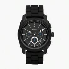 Fossil Men's Mechanical Chronograph Wristwatch, Black Dial, Black Silicone Strap, Model FS4487 - Black - View 2