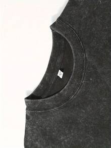 1 230g Heavyweight Cotton T-Shirt-Double-Sided Vintage Street-Style Print With Treaty Oak Revival Graphic, Regular Round Neck, Machine Washable All-Season Casual Top - 黑色 - 查看 2