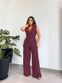 Tailored Set Of Vest And Pants With Wonderful Belt - CAME - View 4