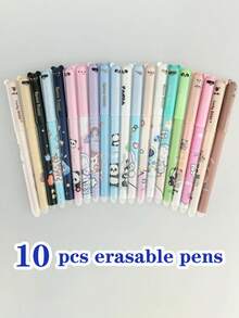 15 Stücke/Set auswischbare Kugelschreiber mit Tiermotiv, 0,5 mm Blautinte entfernbare Stifte, geeignet für Schüler Schulanfang