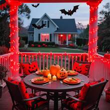 JMEXSUSS Red Halloween Decor String Lights Outdoor Indoor, 66ft 200 LED Red Christmas Lights Clear Wire, 8 Modes Halloween Twinkle Fairy Light Plug In For Tree Room Party Decorations - Red - View 4
