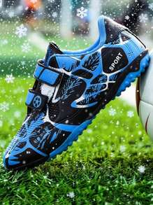 Scarpe da calcio/calcetto per teenager, studenti, allenamento sportivo, con motivo mimetico asimmetrico, punte morbide, chiusura a strappo, antiscivolo, consegna casuale