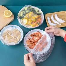 100 Disposable Freshness Caps, High Elasticity And Tightness. Suitable For Preserving Leftovers And Fruits In Kitchen Refrigerators, It Can Hold Various Types Of Plates. Sealed Preservation, Dust-Proof, Insect Proof, And Anti-Corrosion. Essential Storage Items In The Kitchen. - 無色 - 查看 4
