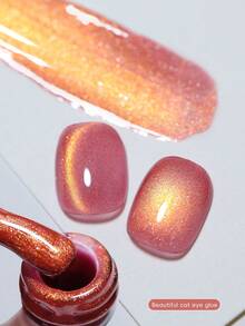 XEIJAYI 1pc 15ml Pink Cat Eye Nail Gel, Semi-Permanent Nail Soak-Off UV LED Nail Salon DIY Nail Salon Gel, For Women - Pink - View 6