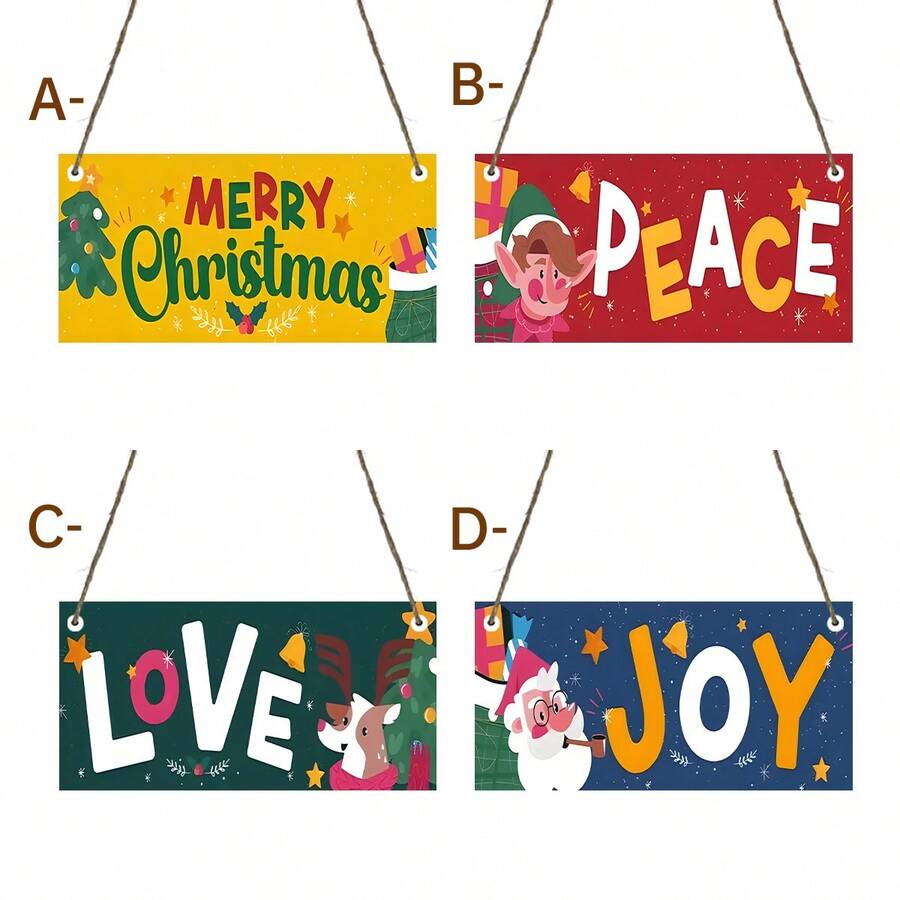 1 PIEZA Cuadro decorativo colgante de madera - Hermoso mural para el hogar, dormitorio y oficina, regalo ideal para seres queridos - Decoraciones navideñas/Regalos de Navidad/Decoraciones navideñas, Placa de pintura de panel única Colgantes para decoración de habitaciones - Ideas de regalo de decoración navideña vintage - Tablero de madera - rectangular - Ver 1