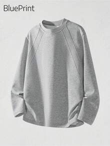 男士灰色针织卫衣T恤，圆领设计，质感面料，抗起球抗皱，休闲百搭，可机洗，复古风格 - 灰色 - 查看 4