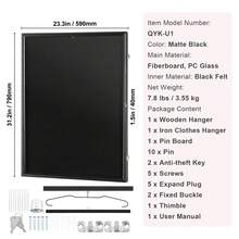 Jersey Display Frame Case, 590 X 790 X 40 Mm, Large Lockable Sport Jersey Shadow Box With 98% UV Protection PC Glass And Hangers, For Baseball Basketball Football Hockey Shirt And Uniform - Black - View 7