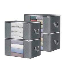 1/4 peças Recipiente de Armazenamento Estiloso com Padrão Pied-de-poule de 90 Litros, Caixa de Armazenamento de Roupas e Roupa de Cama de Capacidade Extra Grande, Saco à Prova de Poeira e Umidade com Alças Convenientes e Zíperes Duplos, Perfeito para Organização Doméstica, Decoração de Quarto, Suprimentos Escolares, Itens Essenciais para Mudança, Soluções de Armazenamento de Viagem, Ideias de Presente de Feriado