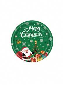 10 piezas/20 piezas/50 piezas/Set, Platos, Tazas y Servilletas de Navidad Alegre - Juego de Vajilla Navideña Redonda Invernal Adorable, Platos, Tazas y Servilletas de Papel Desechables de 7 pulgadas y 9 pulgadas, Tenedores para Suministros de Fiesta de Navidad, Decoración de Mesa - Multicolor - Ver 12