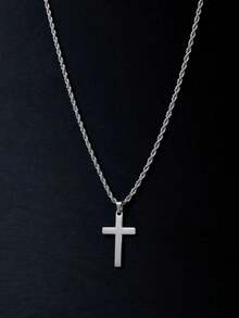 1-3 Pieces New Fashion Stainless Steel Men's Cross Pendant Necklace, Bracelet, Braided Chain Suitable For Daily Wear And As A Gift