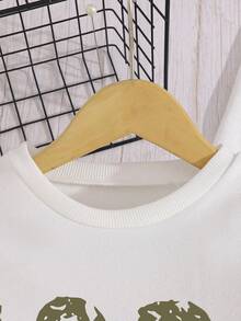 Conjunto de 2 piezas de ropa con estampado de letras y gráficos para niños pequeños. Estilo casual de ropa de calle, otoño/invierno - Verde - Ver 3