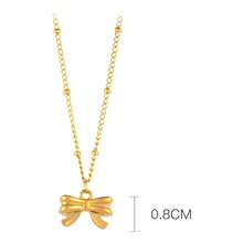 Fashion Bow Bead 18K Stainless Steel Necklace, Women's Clavicle Chain, Simple, Blogger Style, Same Style - Để dán - Xem 3