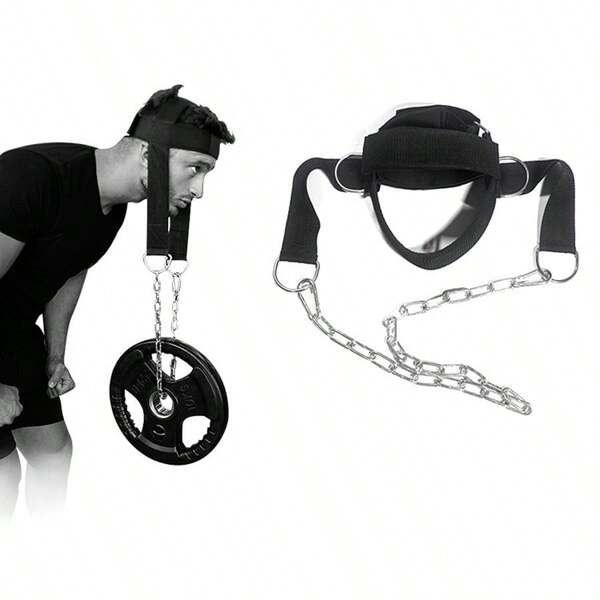 Entrenador de fuerza de cabeza y cuello ajustable con peso, correa de entrenamiento de músculos de hombros y cuello con cadena de acero