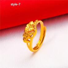 1pc 24K Gold Plated Simulated Rose Flower Open Ring For Women