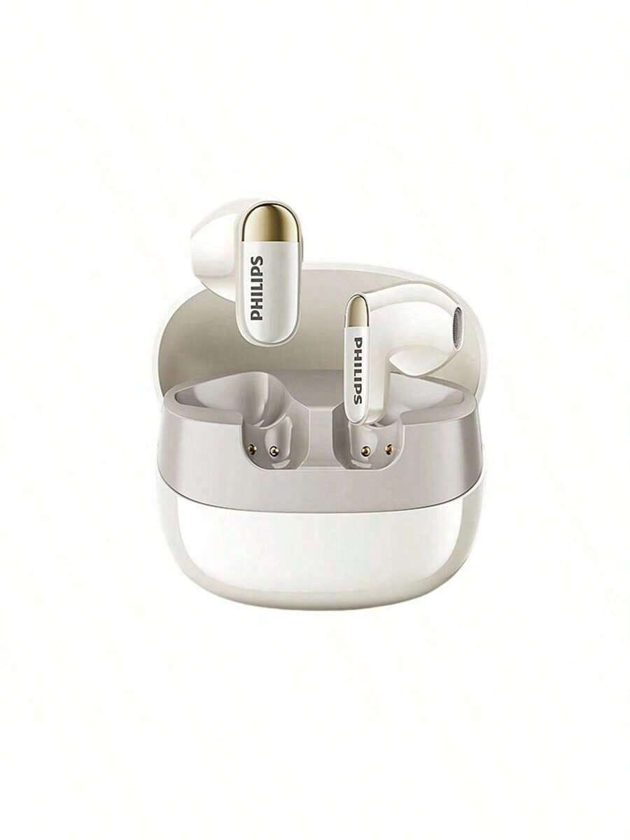 PHILIPS TAT2169 Bluetooth Headset With Dual Microphones, Noise Cancellation, Fast Charging, Long Battery Life, Compact And Comfortable Design, Semi-In-Ear Design For Fitness And Exercise, And Waterproof And Sweat-Resistant - Off White - View 1