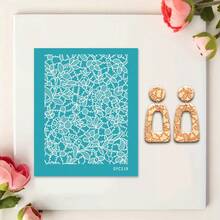 Plantilla de serigrafía de arcilla polimérica con patrón asimétrico, serigrafía de arcilla, utilizada para decorar pendientes de arcilla y otras joyas de arcilla