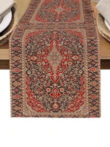 1pc Geometric Pattern Printed Table Runner, 4pcs Geometric Pattern Printed Placemats, Suitable For Holidays, Parties, Birthdays, Dinners, Kitchen & Dining Room Table Decor, All Season Home & Living Decor - Multicolor - View 2