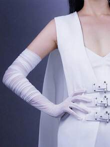 Lady's Black Makeup Ballroom Gloves, Highly Elastic Mesh Opera Gloves, Elegant, High-End, UV-Resistant And Fashionable. Suitable For Wearing At Opera Balls, Bridal Weddings, Halloween Role-Playing Events And Festival Parties. - Multicolor - View 6