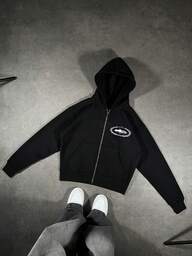 Moletom com capuz masculino casual retrô com estampa de manga comprida e zíper