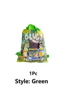 Bluey 1Pc Bluey Theme Drawstring Gift Bag Cartoon Non-Woven Storage Bag Organizer Bag Suitable For Parties And Gatherings For Storage And Decoration Of Birthday Gifts(Some Parts May Be Random)