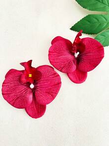 2pcs Women's Gold, Silver, Orange, Black, Red, Purple, White, Pink Orchid Flower Barrettes, Bohemian Style - Phalaenopsis - View 21