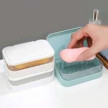 1 khay đựng xà phòng đơn giản, khay thoát nước xà phòng hình chữ nhật bằng nhựa, giá đựng xà phòng tối giản cho phòng tắm, phụ kiện phòng tắm, dụng cụ phòng tắm - Nhiều màu - Xem 20