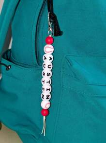 1PC Custom Silicone Keychain, Personalized Name Beaded Sports Keychain/Bag Chain - Boys, Backpack, Basketball, Football, Baseball, Rugby,Volleyball,Tennis,Durable,Colorful,Cute,Adorable,Funny,Kawaii,Y2K,Stylish,Unisex,Casual,Custom,Personalized,Unique,Customized,Ideal Gifts For Him,Ideal Gifts For Her,Her,Boyfriend,Girlfriend,Family,Friends - Silicone Keychain - View 10