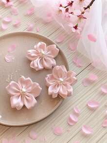 Romantic Cherry Blossom, Dog & Cat Design Hair Clips, Adorable Pink Flower Hair Clips, Versatile Hair Accessories