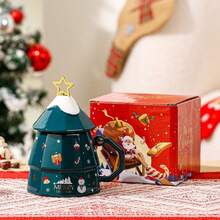 1pc 350ml/11.84oz Ceramic Christmas Tree Mug With Lid And Spoon, Creative 3D Cartoon Christmas Theme Coffee Cup, Milk Cup, Available In 3 Colors, Suitable For Christmas Holiday, Office Gathering, Cute Christmas Gift - Multicolor - View 11