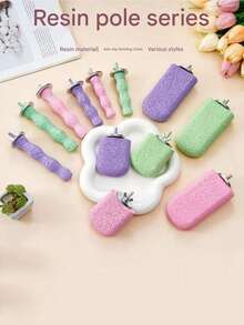 1 件装鹦鹉彩色打磨棒，带磨爪棒，宠物鸟笼立杆玩具，鸟笼配件，磨爪器，鸟类训练用品，栖木架，用于鹦鹉、画眉和牡丹鸟咬和磨喙和爪子，鸟类栖息架配件