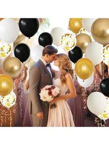 45/60pcs Black, Gold & Beige Balloon Set, Suitable For Gender Reveal Party, Bachelor/Bachelorette Party, Celebration Party, Birthday, Graduation, Anniversary, Independence Day, Bridal Shower, Christmas, Valentine's Day, Mother's Day - Multicolor - View 5