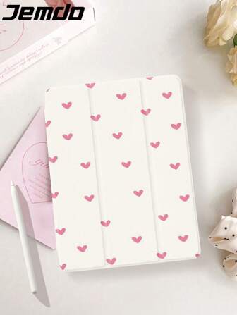 1 st. enfärgat och rosa hjärtmönster surfplatteskyddsfodral, kompatibelt med iPad 10.2", iPad Pro 2021/2020, iPad 9:e/10:e generationen, iPad (A16) 11", 11:e generationen 2025, Galaxy Tab A8 10.5" 2022, Matepad 10.4/Tab, fallskydd, med pennfack, stöd för viloläge/väckning