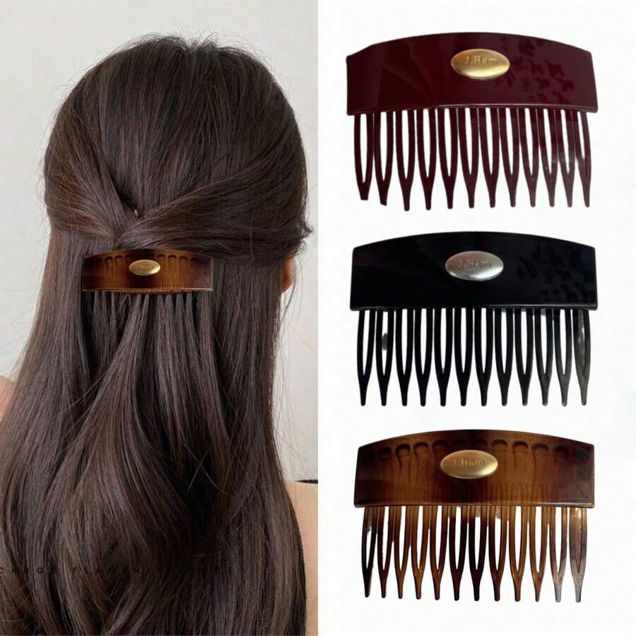 1pc Korean Fashion Inverted Hair Comb, Simple Solid Color Hair Accessory For Bangs/Flyaways, Combs, Hair Comb
