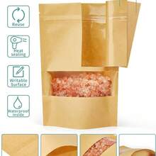 50 Pcs Kraft Paper Bags With Window, 10" X 15" Stand Up Pouches, Zip Lock Storage Bags For Packaging Products, Reusable, Sealable , For Small Business Home Use - Multicolor - View 5