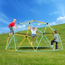 Climbing Dome, 10FT Geometric Dome Climber With Hammock And Swing, For Kids 3 To 10 Years Old, Jungle Gym Supports 750LBS And Easy Assembly, With Climbing Grip, Outdoor Backyard Play Equipment - 彩色 - 查看 1