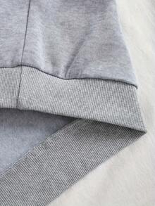 2025 Women's 'I'm Not Short, I'm Focused And Awesome' Slogan Fleece-Lined Hoodie - Mixed Gray Long-Sleeve Pullover With Pockets, Machine Washable, Warm Winter Casual Wear, Comfortable Indoor Wear, Drawstring Design, Cozy Daily Outfit Soft And Breathable - Xám - Xem 4