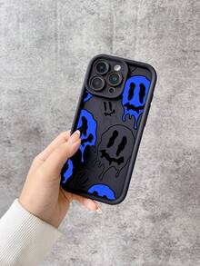 Blue And Black Skull  Case, All-Inclusive Mobile Phone Case, TPU Silicone Case, Comfortable Touch And Anti-Collision, Compatible With All Apple Mobile Phone Models, Compatible With  11/12/13/14/15/16/Pro/Plus/Pro Max/16e. - 黑色 - 查看 3