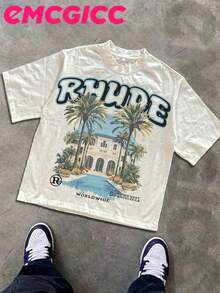 EMCGICC Street Life Men's Y2k Style (220 Pure Cotton T-Shirt) Retro Graphic Funny Printing,Halloween,Hip Hop ,Men's Summer Tops Round Neck Short Sleeve Casual T-Shirt, Summer Street Sports Life Men's - trắng - Xem 1